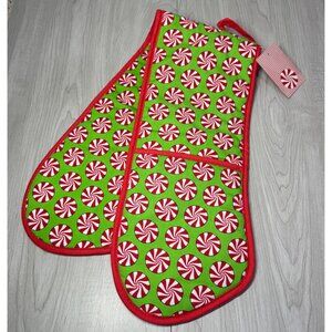 MSC Christmas Holiday Double Oven Mitt Peppermint candy cane green red NWT gift